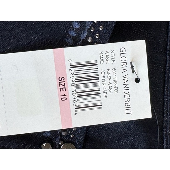 Gloria Vanderbilt Capri Pants Womens 10 Blue Jordyn Embroidered Pockets Mid Rise - Picture 6 of 16